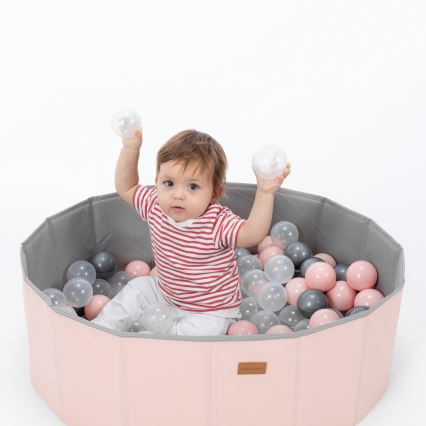 Piscine à boule enfant d. 80 cm rose/gris