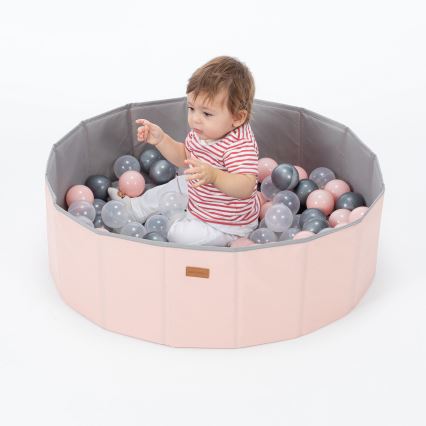 Piscine à boule enfant d. 80 cm rose/gris