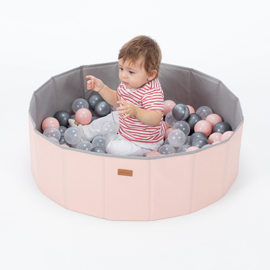 Piscine à boule enfant d. 80 cm rose/gris
