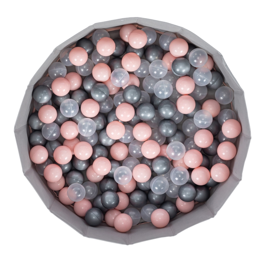Piscine à boule enfant d. 80 cm rose/gris