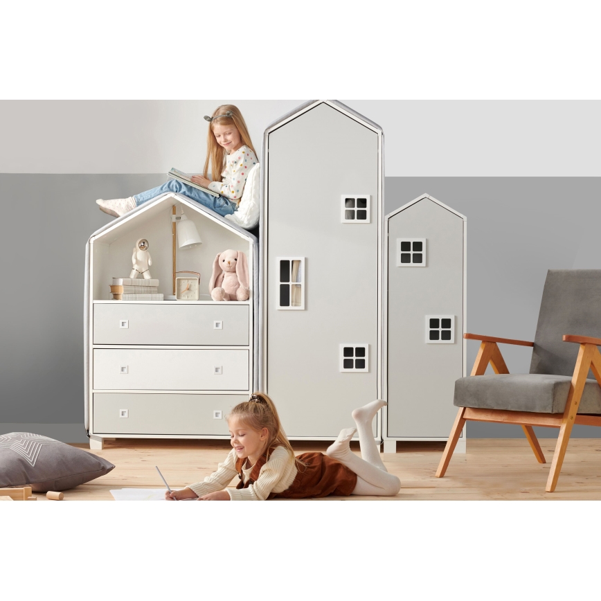 Placard pour enfant MIRUM 126x80 cm blanc/gris