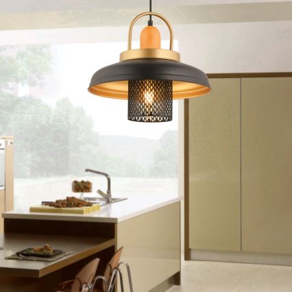 Plafon MONZA 1xE27/40W/230V diamètre 32 cm noir/or