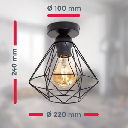 Plafonnier 1xE27/40W/230V noir