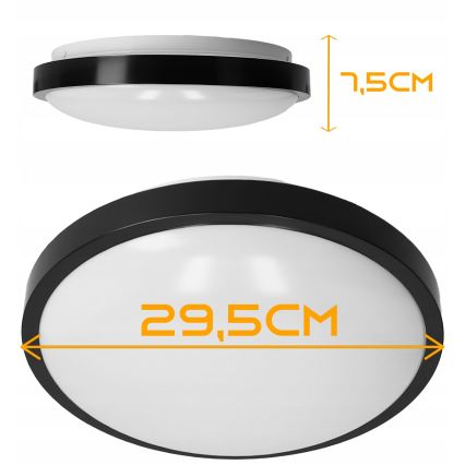 Plafonnier 2xE27/40W/230V Ø 29,5 cm noir