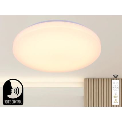 Plafonnier à intensité variable avec commande vocale OPAL LED/48W/230V 2700-6500K blanc + Télécommande