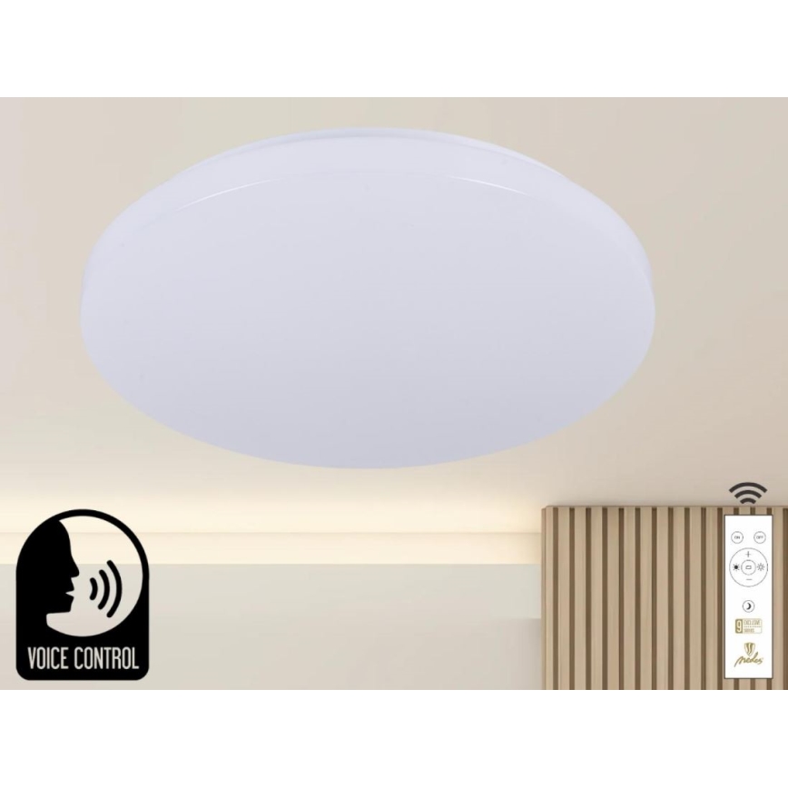 Plafonnier à intensité variable avec commande vocale OPAL LED/48W/230V 2700-6500K blanc + Télécommande