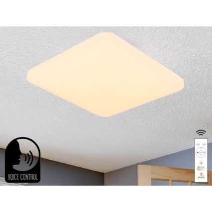Plafonnier à intensité variable avec commande vocale OPAL LED/48W/230V 2700-6500K blanc + Télécommande