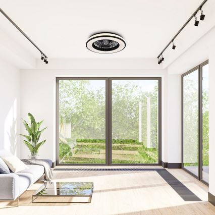 Plafonnier à intensité variable avec ventilateur LED/48W/230V 3000-6500K noir + Télécommande