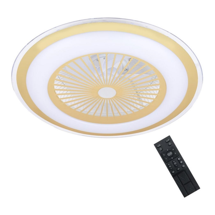 Plafonnier à intensité variable avec ventilateur ZEPHYR LED/48W/230V 3000-6000K doré + Télécommande