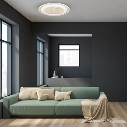 Plafonnier à intensité variable avec ventilateur ZEPHYR LED/48W/230V 3000-6000K doré + Télécommande