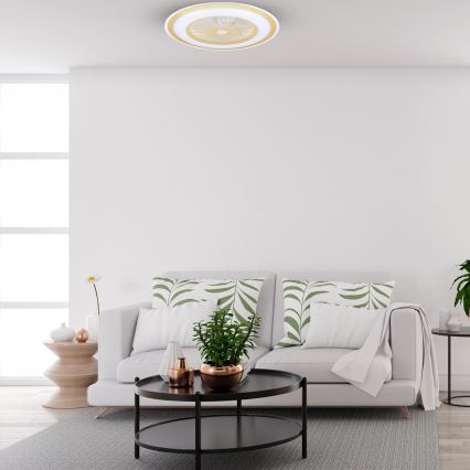 Plafonnier à intensité variable avec ventilateur ZEPHYR LED/48W/230V 3000-6000K doré + Télécommande
