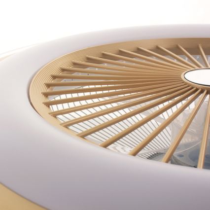 Plafonnier à intensité variable avec ventilateur ZEPHYR LED/48W/230V 3000-6000K doré + Télécommande