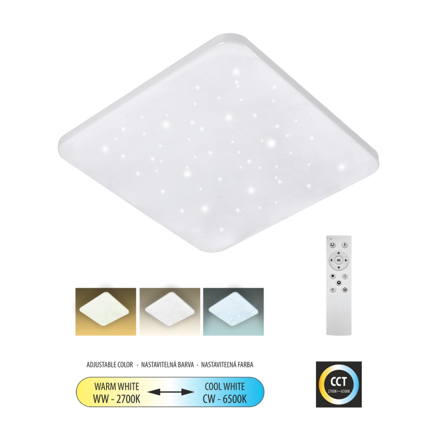 Plafonnier à intensité variable FLORA LED/60W/230V 2700-6500K 53x53 cm + télécommande