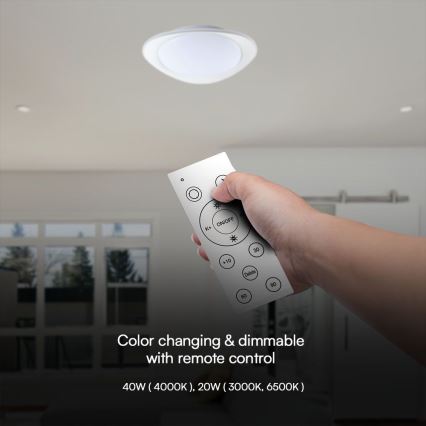 Plafonnier à intensité variable LED/40W/230V 3000-6500K 45 cm blanc + télécommande