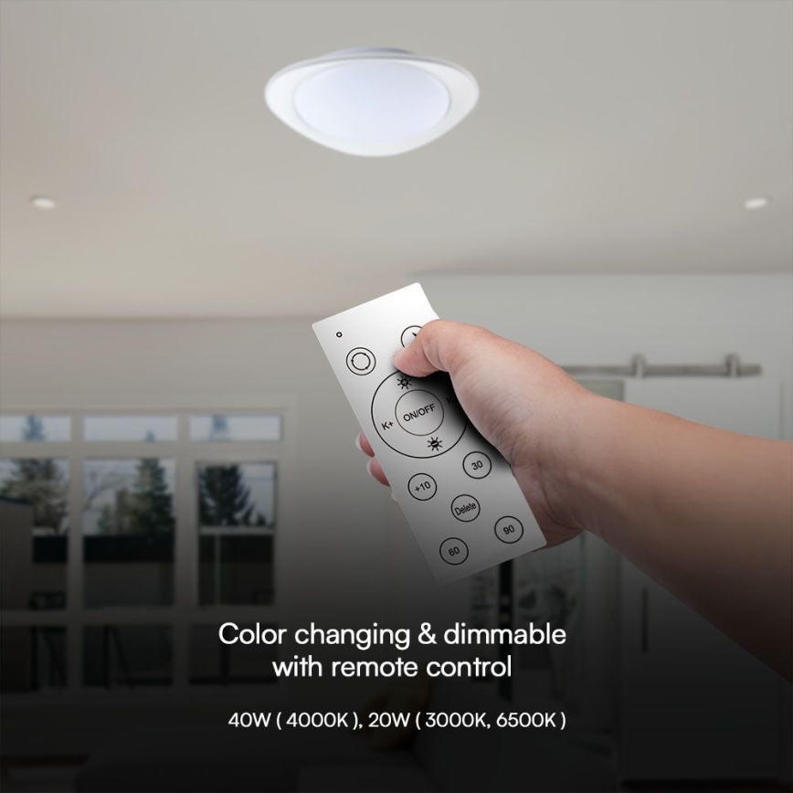 Plafonnier à intensité variable LED/40W/230V 3000-6500K 45 cm blanc + télécommande