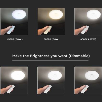 Plafonnier à intensité variable LED/40W/230V 3000K/4000K/6500K d. 49 cm + Télécommande
