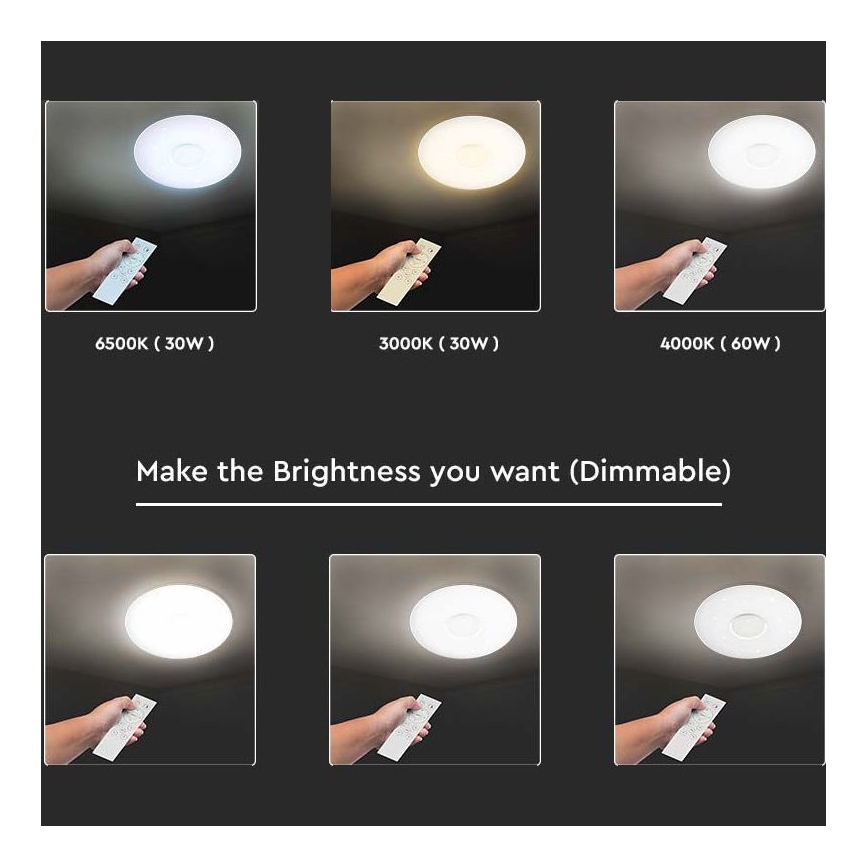 Plafonnier à intensité variable LED/40W/230V 3000K/4000K/6500K d. 49 cm + Télécommande