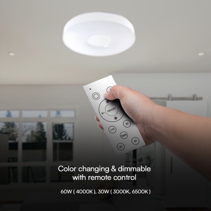 Plafonnier à intensité variable LED/60W/230V 3000-6500K 49,5 cm blanc + télécommande