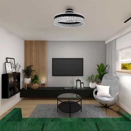 Plafonnier en cristal à intensité variable LED/75W/230V 3000-6500K noir + télécommande