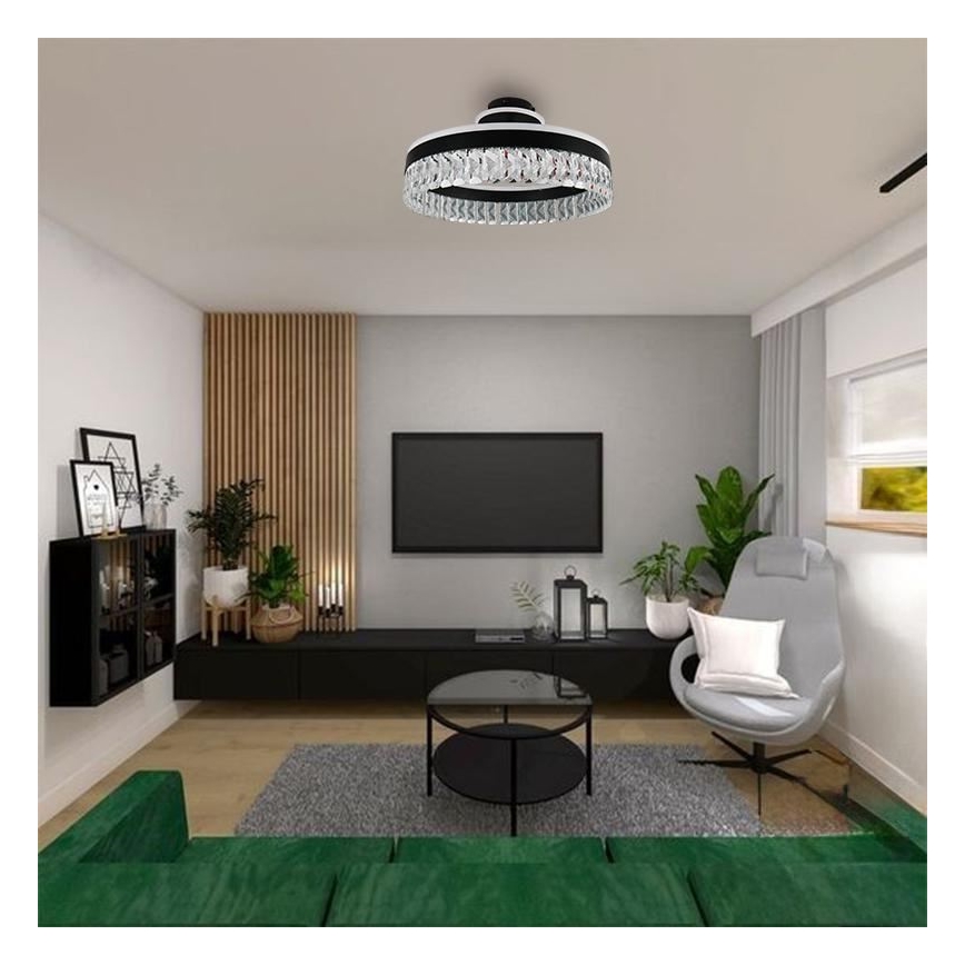 Plafonnier en cristal à intensité variable LED/75W/230V 3000-6500K noir + télécommande