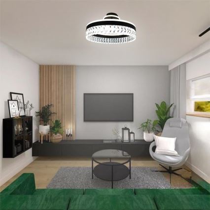 Plafonnier en cristal à intensité variable LED/75W/230V 3000-6500K noir + télécommande