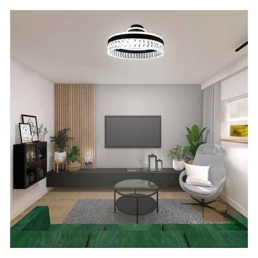 Plafonnier en cristal à intensité variable LED/75W/230V 3000-6500K noir + télécommande