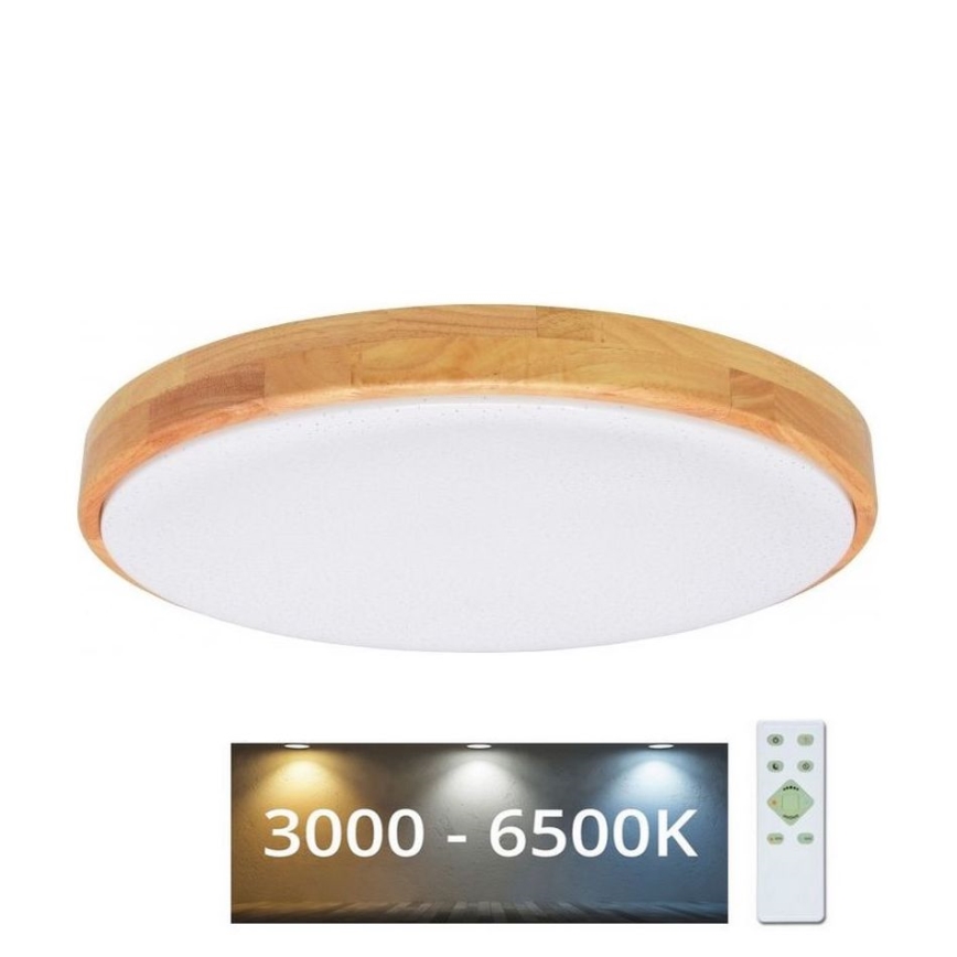 Plafonnier à intensité variable LENA LED/24W/230V 3000-6500K chêne + télécommande