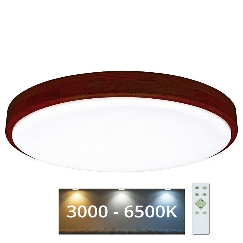 Plafonnier à intensité variable LENA LED/60W/230V 3000-6500K chêne + télécommande