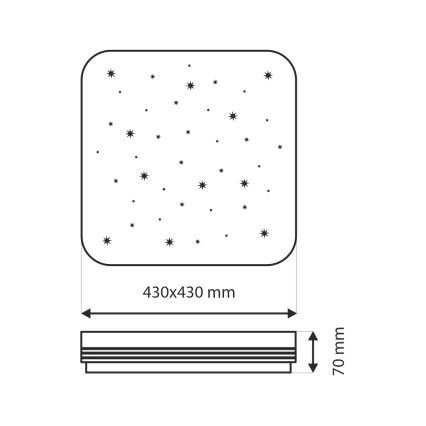 Plafonnier à intensité variable MANA LED/36W/230V 2700-6500K 43x43 cm + télécommande