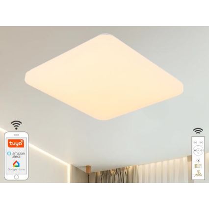 Plafonnier à intensité variable OPAL LED/48W/230V 2700-6500K Wi-Fi Tuya blanc + Télécommande