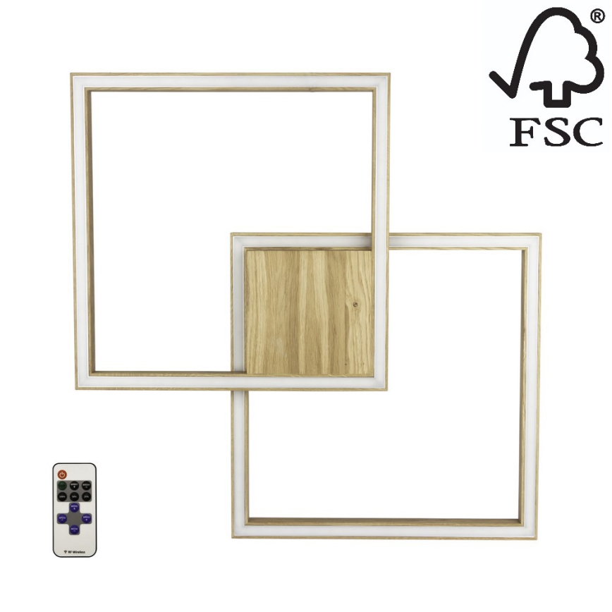 Plafonnier à intensité variable RAMME LED/48W/230V + télécommande chêne mat - certifié FSC