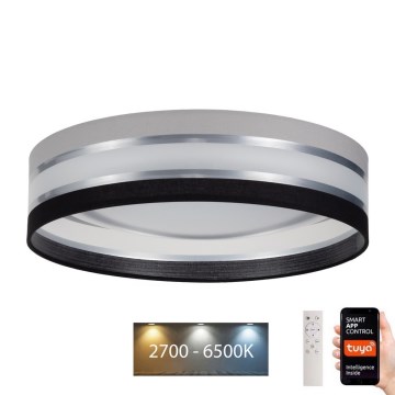 Plafonnier à intensité variable SMART CORAL LED/24W/230V Wi-Fi Tuya noir/gris + Télécommande