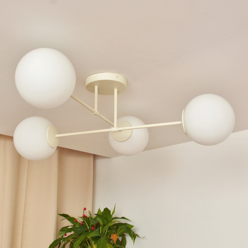 Plafonnier à montage en surface MOON 4xE27/15W/230V, crème