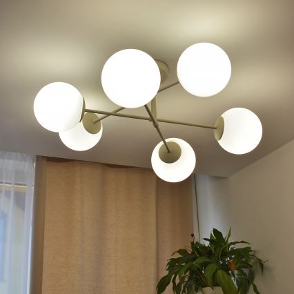 Plafonnier à montage en surface MOON 6xE27/15W/230V, crème