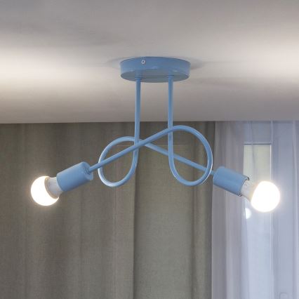 Plafonnier à montage en surface OXFORD 2xE27/15W/230V bleu