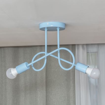 Plafonnier à montage en surface OXFORD 2xE27/15W/230V bleu