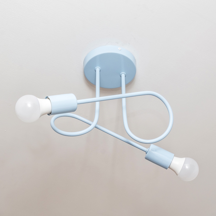 Plafonnier à montage en surface OXFORD 2xE27/15W/230V bleu