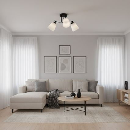 Plafonnier à montage en surface PAFOS 3xE27/15W/230V, noir