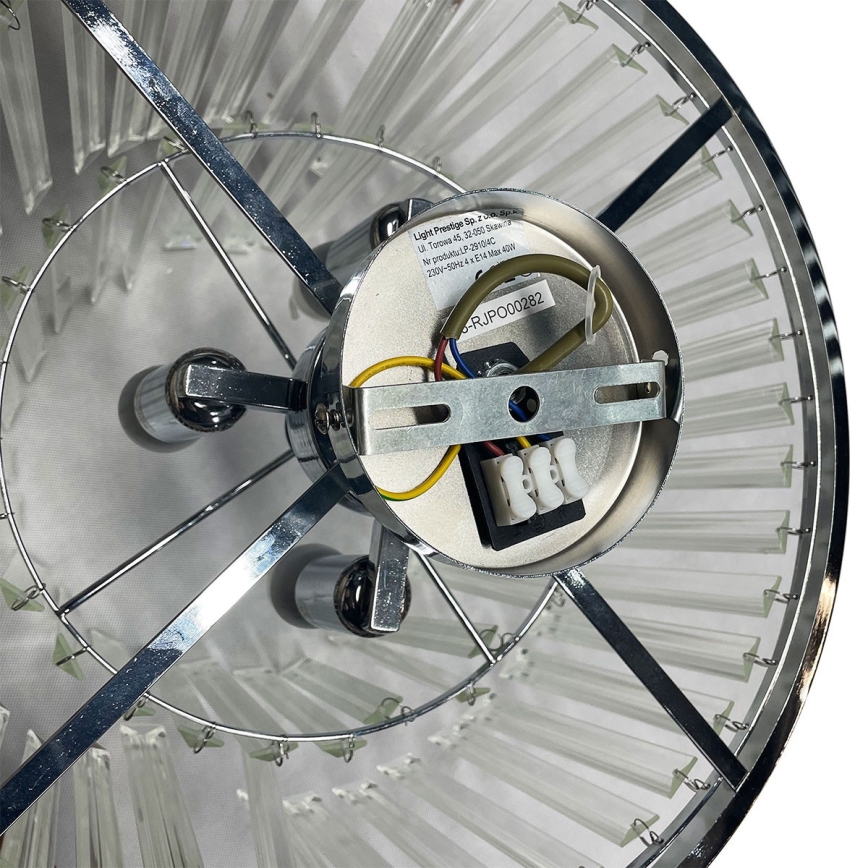 Plafonnier à montage en surface VETRO 4xE14/40W/230V, finition chrome brillant