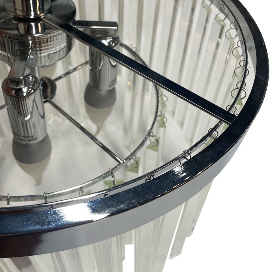 Plafonnier à montage en surface VETRO 4xE14/40W/230V, finition chrome brillant