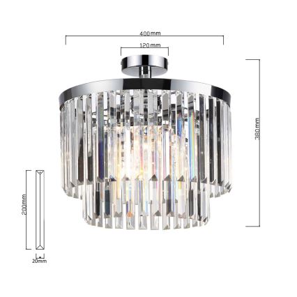 Plafonnier à montage en surface VETRO 4xE14/40W/230V, finition chrome brillant