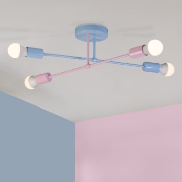 Plafonnier affleurant CAMBRIDGE 4xE27/15W/230V bleu/rose