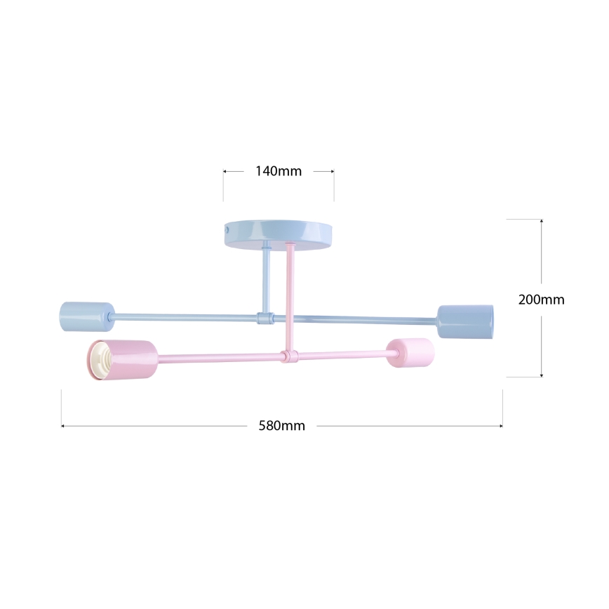 Plafonnier affleurant CAMBRIDGE 4xE27/15W/230V bleu/rose