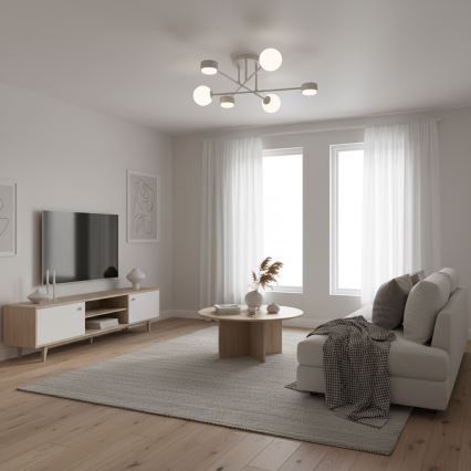 Plafonnier affleurant HOLON 3xG9/8W/230V + 3xGX53/12W gris