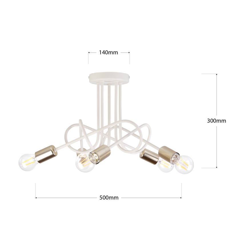Plafonnier affleurant OXFORD 5xE27/15W/230V laiton/blanc