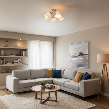 Plafonnier affleurant PAFOS 5xE27/15W/230V chrome brillant