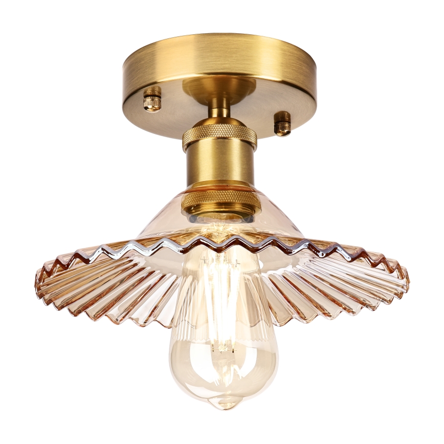 Plafonnier affleurant TRISH 1xE27/15W/230V doré/beige fumé