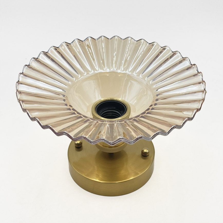 Plafonnier affleurant TRISH 1xE27/15W/230V doré/beige fumé