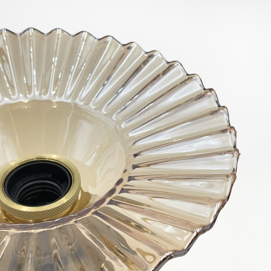 Plafonnier affleurant TRISH 1xE27/15W/230V doré/beige fumé