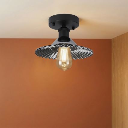 Plafonnier affleurant TRISH 1xE27/15W/230V noir/noir fumé